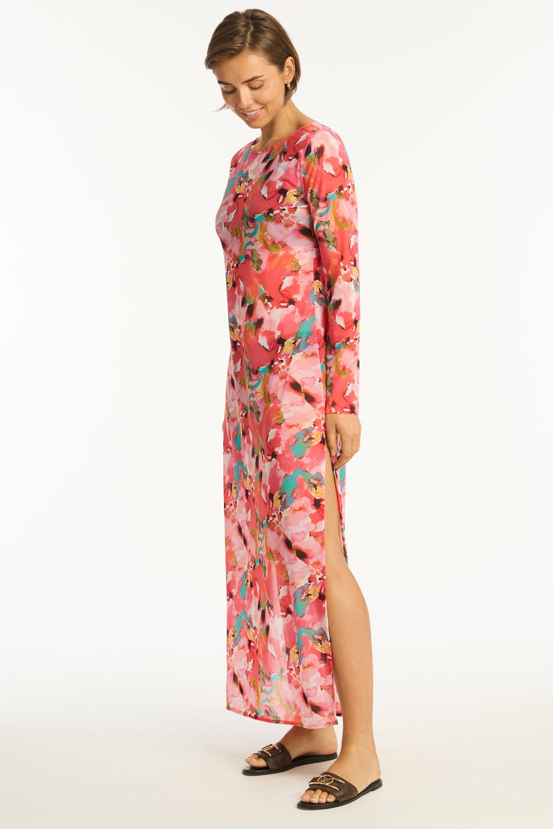 Cascade-Coral_Mesh-Long-Dress_Resort-Wear_Overswim_Sea-Level-Swim-Australia_03