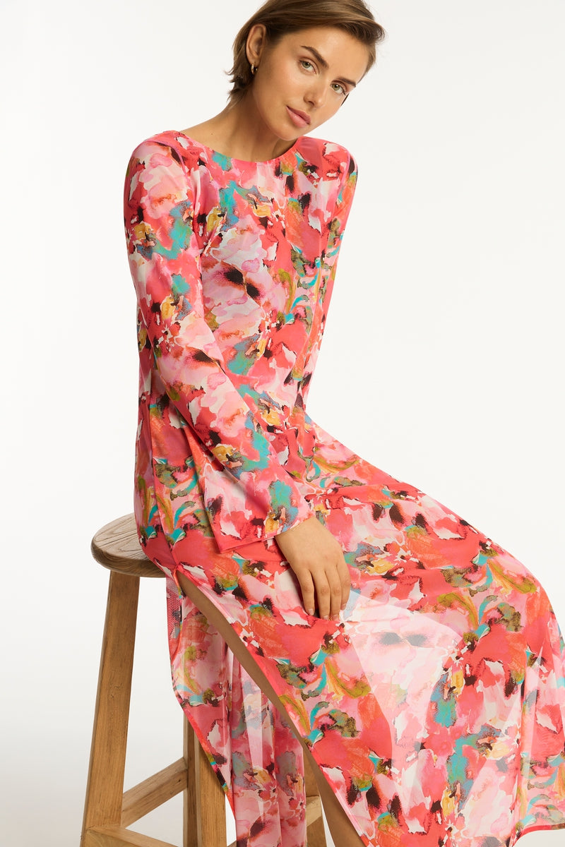 Cascade-Coral_Mesh-Long-Dress_Resort-Wear_Overswim_Sea-Level-Swim-Australia_05