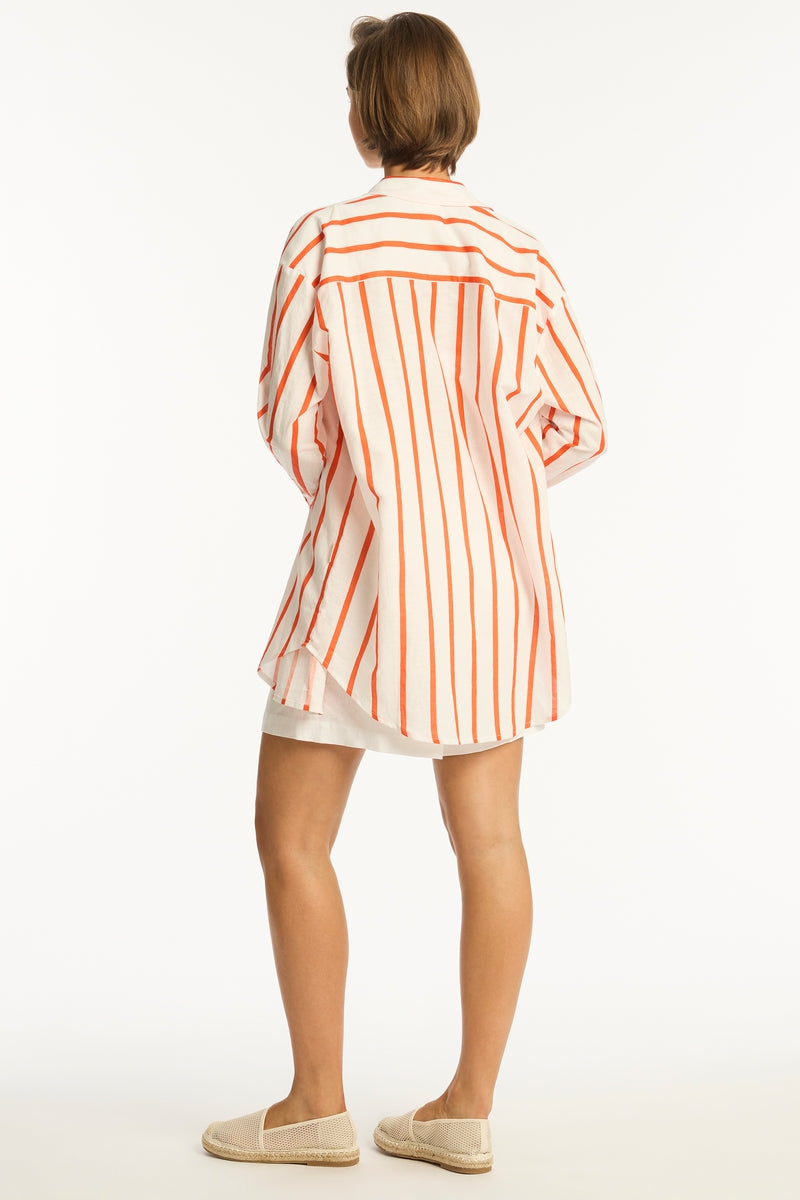 Linen-Flame-Red-White-Stripe-Corfu-Shirt_Overswim-Resort-wear_Sea-Level-Swim-Apparel_4